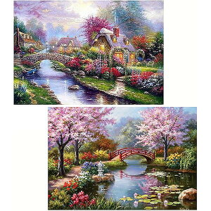 2個 ダイヤモンドアート キット BetterJonny 5D ダイアモンドビーズ絵画キット ダイヤモンドペインテダイヤモンド塗装 風景 手作り絵画手芸キット 全面貼り付けタイプ DIY 手芸キット初心者 大