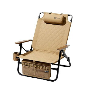 WAQ Reclining Low Chair リクライニングローチェア WAQ-RLC1 折りたたみチェア リクライニングチェア アウトドア 焚き火 アイアン ドリンクホルダー (TAN(タン))