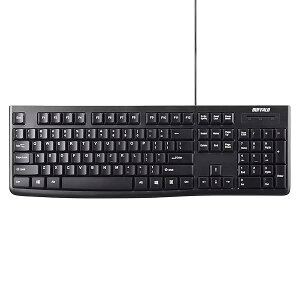 �o�b�t�@���[ BUFFALO USB�ڑ� �L���X�^���_�[�h�L�[�{�[�hUS English�z�� �u���b�N BSKBU108ENBK�yWindows/PS4�Ή��z