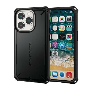 �G���R�� iPhone 14 Pro �P�[�X �J�o�[ �ϏՌ� �Ռ��z�� ZEROSHOCK [5m�����ϐ�/�Ռ��z���f�ލ̗p/�n�j�J���\��] �y�Ռ��z���t�B�����t���z �X�g���b�v�z�[���t�� �u���b�N PM-A22CZEROSBK