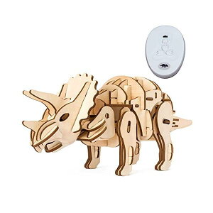 つくるんですR【日本公式販売/日本語説明書付】Robotime 電池で動く 3D ウッドパズル 恐竜シリーズ (D400 トリケラトプス)