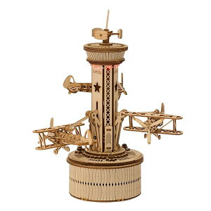 つくるんですR【日本公式販売/日本語説明書付】Robotime 3D 動く!LED・オルゴール付きオルゴールウッドパズル シリーズ (コントロールタワー)