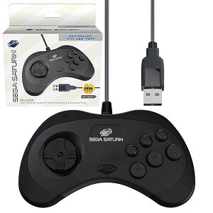 ZKF T^[ Q[pbh Rg[[ Official Sega Saturn USB Controller 8-Button Arcade Pad Black for PC/Mac/Steam