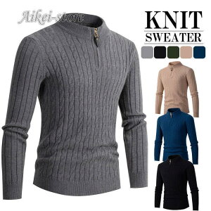 ゴルフウェア セーター ニット メンズ ゴルフシャツ ポロ カットソー リブ編み トップス 秋冬 長袖 ルームウェア 暖かい 防寒 インナー 秋服 冬服 お兄系