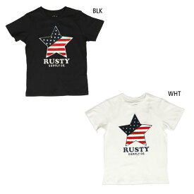 ラスティ ジュニア キッズ 半袖Tシャツ トップス カジュアルウェア ホワイト 白 ブラック 黒 送料無料 RUSTY 960505