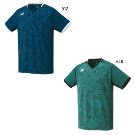 ヨネックス メンズ ゲームシャツ (フィットスタイル) テニス バドミントンウェア トップス 半袖Tシャツ 総柄 花柄 ネイビー グリーン 緑 送料無料 YONEX 10502