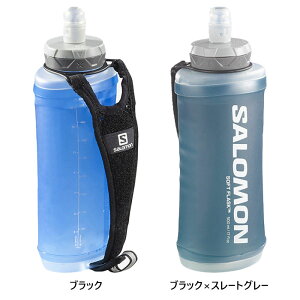 サロモン メンズ レディース ハンドヘルド フラスク付 ACTIVE 水筒 マラソン ランニング トレイルランニング ソフトフラスク ハイドレーション ボトル フラスコ ブラック 黒 グレー 灰色 送料