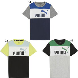 プーマ ジュニア キッズ ESS ブロック 半袖 Tシャツ 半袖Tシャツ トップス カジュアルウェア グレー グリーン 灰色 緑 送料無料 PUMA 681339