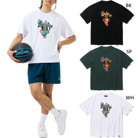 スポルディング メンズ レディース Tシャツ ビーグル グラフィティ バスケットボールウェア トップス 半袖Tシャツ ブラック 黒 送料無料 SPALDING SMT24018