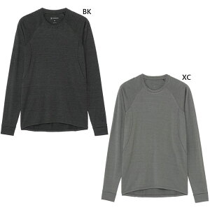 シースリーフィット ゴールドウィン メンズ ウールクルーロングスリーブ フィットネス トレーニングトップス 長袖 アンダーウェア ウィンタースポーツ ブラック 黒 グレー 灰色 送料無料 C3