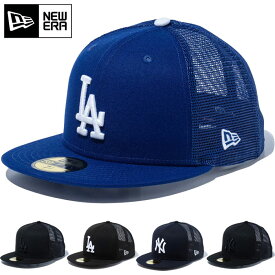 MLB ニューエラ メンズ レディース 59FIFTY トラッカー 帽子 メッシュキャップ メジャーリーグ 大リーグ ストリート カジュアル ブラック 黒 ネイビー ブルー 青 送料無料 NEW ERA