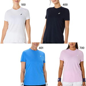 アシックス レディース 半袖シャツ テニス バドミントンウェア トップス 半袖 吸汗速乾 ホワイト 白 ネイビー ピンク 送料無料 asics 2042A371