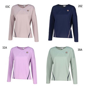 フィラ レディース ロングスリーブシャツ テニス バドミントンウェア トップス 長袖 吸水速乾 UVカット ネイビー ベージュ グリーン パープル 緑 紫 送料無料 FILA EL0007