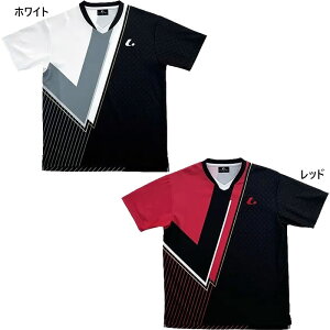 ルーセント メンズ レディース ゲームシャツ 襟なし テニス バドミントンウェア トップス 半袖 ホワイト 白 レッド 赤 送料無料 LUCENT XLH3620 XLH3621