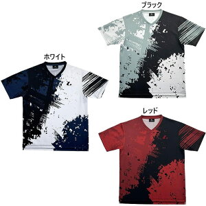 ルーセント メンズ レディース ゲームシャツ 襟なし テニス バドミントンウェア トップス 半袖 ホワイト 白 ブラック 黒 レッド 赤 送料無料 LUCENT XLH3640 XLH3641 XLH3649