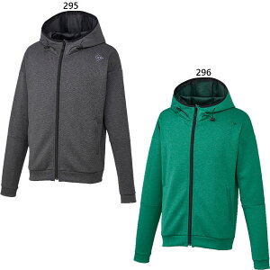 ダンロップ メンズ レディース スウェットシャツ HOODED SWEAT SHIRT テニス バドミントンウェア トップス パーカー 長袖 ジップアップ ブラック 黒 グリーン 緑 送料無料 DUNLOP DAN3500