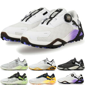 3E幅 プーマゴルフ レディース シャドウキャット ニトロ ディスク スパイクレスシューズ ゴルフ スパイクレスシューズ ダイヤル式 ホワイト 白 ブラック 黒 グレー オレンジ グリーン 灰色