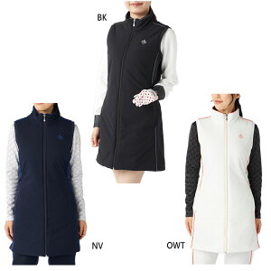 マリクレール レディース 中綿ワンピースベスト ゴルフウェア トップス 保温 ホワイト 白 ブラック 黒 ネイビー 送料無料 marie claire 735453