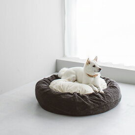 【犬　ベッド】コーデュロイ ラウンドベッド　Lサイズ犬用　ドッグ　ベッド　マット　クッション　犬　いぬ　おしゃれ　シンプル