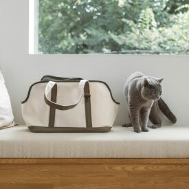 【猫　キャリー】ペットキャリーバッグ ペットキャリー リュック 猫 キャリーバッグ ペットキャリーリュック ペットバッグ 猫用 犬用 ペット用品 折りたたみ 車 小型犬 防災 避難用 通院 トリミング 送料無料スクエア トート キャンバス ツートン Mサイズ