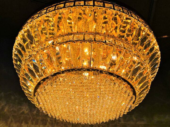 楽天市場】ゴージャス！新品 60cm 天吊り シャンデリア 円形 2段 フル  