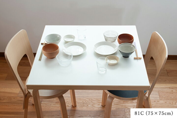 楽天市場】【即納】81C テーブル／75×75cm ホワイト ラミネート 