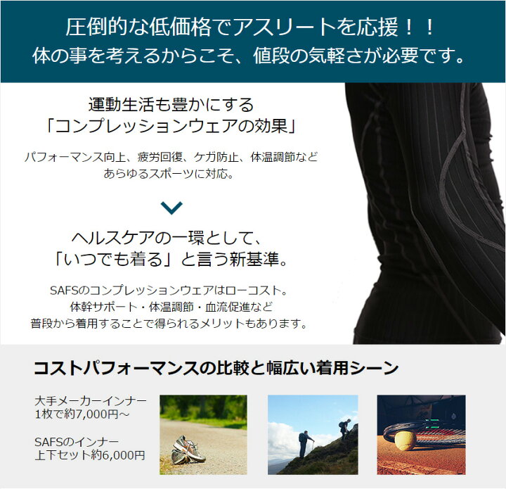 楽天市場 上下セット スポーツ用インナー スポーツインナー メンズ メンズインナー コンプレッション インナー 吸汗速乾 ストレッチ 機能インナー 長袖 10分丈 スパッツ タイツ Ns 18 19 水着サーフパンツ専門safsサフス