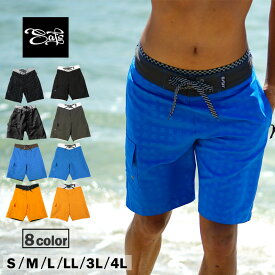 メンズ 水着 サーフパンツ インナー付 海パン 無地 水陸両用 海水パンツ おしゃれ シンプル ロング ボードショーツ 黒 ブラック フィジーク S M L 2L 3L 4L 大きいサイズ ns-2596-02