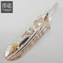 goro’s（ゴローズ）先金フェザー Lサイズ シルバー×K18 トップ goro's（ゴローズ） 新品 銀爪 メタル付き 特大フェザー 左向き SILVER