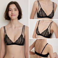 【在庫一掃セール】三角ブラ ランジェリー ブラレット フレンチ ドライアングル ブラジャー ノンワイヤー…