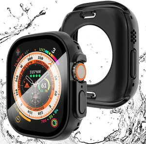 AMAPC for Apple Watch �P�[�X Apple Watch Ultra3/Ultra2/Ultra 49mm �p �P�[�X 360�x�S�ʖh�� �o���h ���j�E�X�|�[�c��p �K���X�t�B���� ��̌^ 360�t���{�f�B�h�� �A�b�v���E�H�b�`�P�[�X 49mm�Ή� �u���b�N