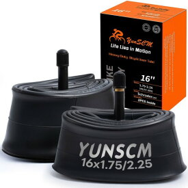 YunSCM 2本,16 1.95 チューブ 肉厚,16x1.75/2.25 自転車チューブ,米式バルブ32mm,適用 16x1.75/16x1.95/16x2.10/16x2.125/16x2.25 マウンテンバイク、折りたたみ自転車