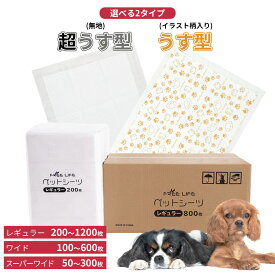 【48%オフクーポン】 【プリント柄入り】 ペットシーツ レギュラー 800枚 ワイド 400枚 スーパーワイド 200枚 薄型 ペット シート シーツ ペットシート ペット用 犬 猫 おしっこシーツ トイレ 1回 使い捨て