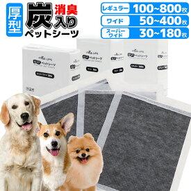 【48%オフクーポン】 炭入りペットシーツ 厚型 ペットシーツ 消臭 レギュラー ワイド スーパーワイド ペット 犬 猫 使い捨て 多頭飼い シート トイレシート 吸水 ワンパック 大容量