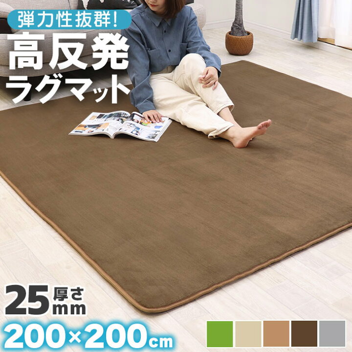 楽天市場】ポイント5倍！【超特価】 ラグ 高反発 極厚25mm 200×200cm 