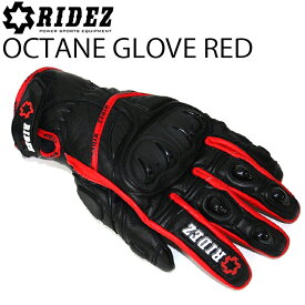 RIDEZ ライズ OCTANE GLOVE RED オクタングローブ レッド 汎用ショートグローブ プロテクター バイク用 送料込み あす楽対応