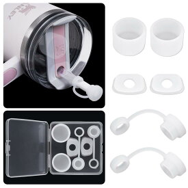 Hotanry Stanley ストローカバー こぼれストッパー6個セット Stanley Quencher H2.0 40オンス & 30オンスタンブラー用 Stanley Cupアクセサリー ストローカバーキャップ、スクエアこぼれストッパー、ラウンド漏れ防止ストッパー付き