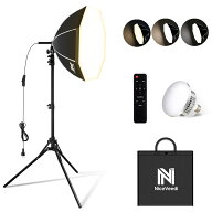 NiceVeedi 50cm八角形ソフトボックス 85W LED電球撮影用ライト 遠隔操作 3色ライトモード3000K-6000K 撮…