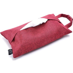 Kuai 車用 ティッシュケース ティッシュホルダー ティッシュカバー 撥水 布製 吊り下げ 北欧 キッチン 壁掛け カラバリ おしゃれ 便利 収納 2way 横置き 箱ごと入る シンプル (エンジ)