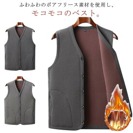 厚手 ベスト 暖かい もこもこ ボアベスト ノーカラー フリースベスト 裏起毛ベスト Vネック 無地 秋冬 あったか インナーベスト 防風 ベスト トップス ルームウェア ビジネス 防寒 保温 裏ボア ジップアップ スタンドネック 防寒ベスト チョッキ 秋冬 冬服