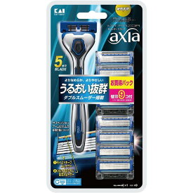 貝印 カイレザー アクシア axia バリューパックスリム カミソリ 髭剃り 5枚刃（本体+替刃9コ付）