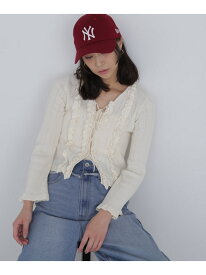 【SALE／50%OFF】フリルアイレットリブニットカーディガン FREE'S MART フリーズ マート トップス ニット ブルー ブラック ホワイト ピンク【RBA_E】[Rakuten Fashion]