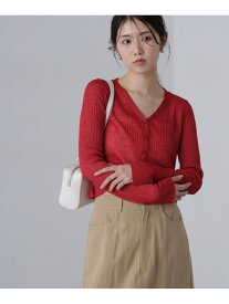 【SALE／20%OFF】シアーリブニットカーディガン FREE'S MART フリーズ マート トップス ニット ホワイト ブラック レッド【RBA_E】【送料無料】[Rakuten Fashion]
