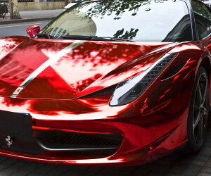 鏡面 赤メッキ カーボディラッピングシート エア抜き溝仕様レッド カッティングシート エアフリー 152×100cm