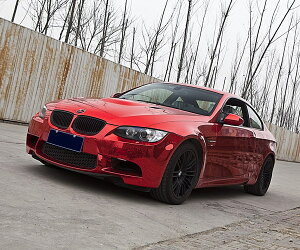 鏡面 赤メッキ カーボディラッピングシート エア抜き溝仕様レッド カッティングシート エアフリー 152×200cm