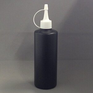 黒いプラスチック容器 PEトンガリノズルボトル300ml黒トンガリ白