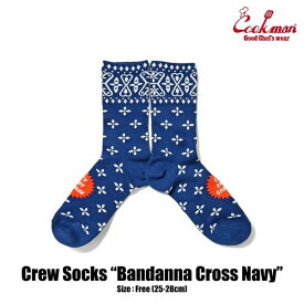 COOKMAN/クックマン Crew Socks/ソックス・Bandanna Cross Navy