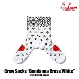 COOKMAN/クックマン Crew Socks/ソックス・Bandanna Cross White