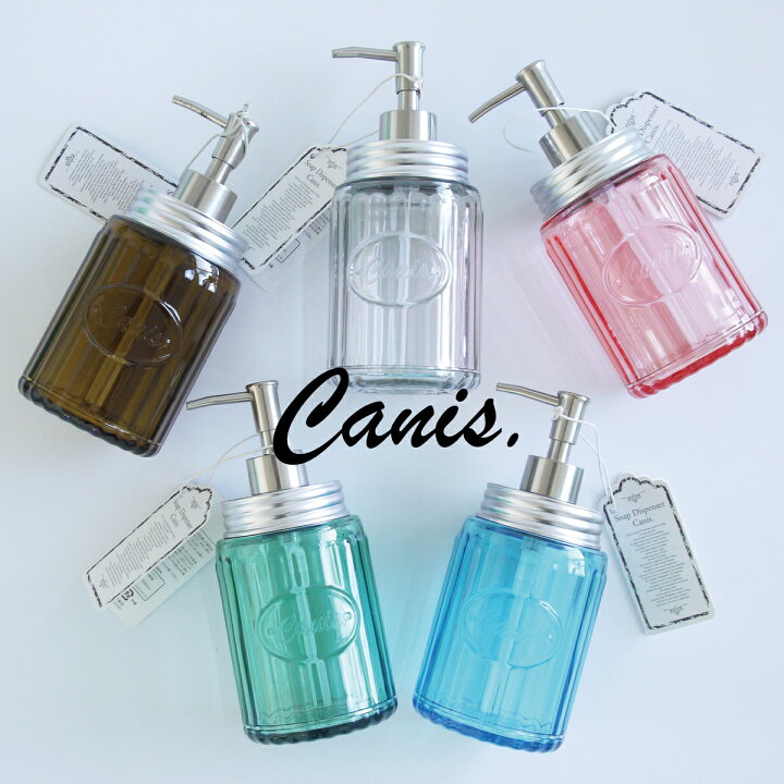 楽天市場 シャンプーボトル 詰め替え用ボトル Canis キャニス ソープ ディスペンサー シャンプー コンディショナー ボディソープ かわいい おしゃれ 間口広 シンプル ピンク アーバン クリア ブルー グリーン バスグッズ 浴室 ヴィンテージガラス 風 高級感 480ml 販売元