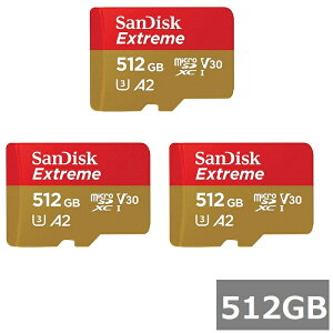 (3�Z�b�g) �T���f�B�X�N �}�C�N��SD MicroSDXC SDSQXAV-512G-GN6MA Extreme 512GB